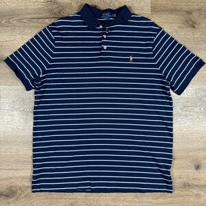 Polo Ralph Lauren Classic Fit Blue Striped Short Sleeve Cotton Polo Shirt Large